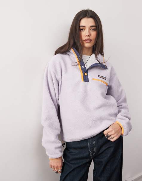 Columbia – Helvetia II – Cropped-Fleecepullover in Lila mit kurzer Druckknopfleiste  - view 1
