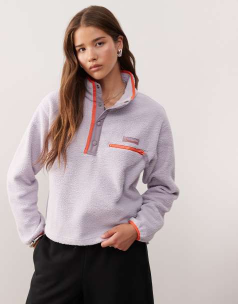 Columbia – Helvetia II – Cropped-Fleecepullover in Lila mit kurzer Druckknopfleiste - view 1