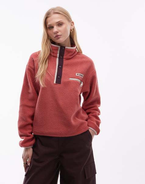 Columbia – Helvetia II – Cropped-Fleecepullover in Rot mit kurzer Druckknopfleiste - view 1