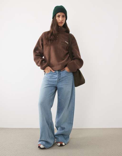 Columbia Helvetia II cropped half snap fleece in brown, 2 of 4
