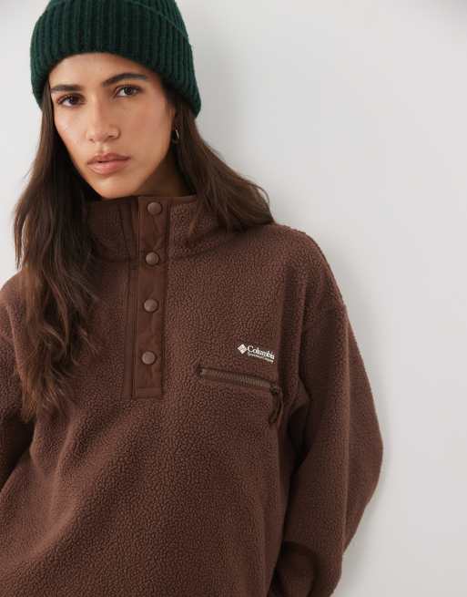 Columbia Helvetia II cropped half snap fleece in brown, 3 of 4