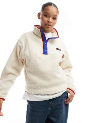 Helvetia II cropped half snap fleece in chalk white