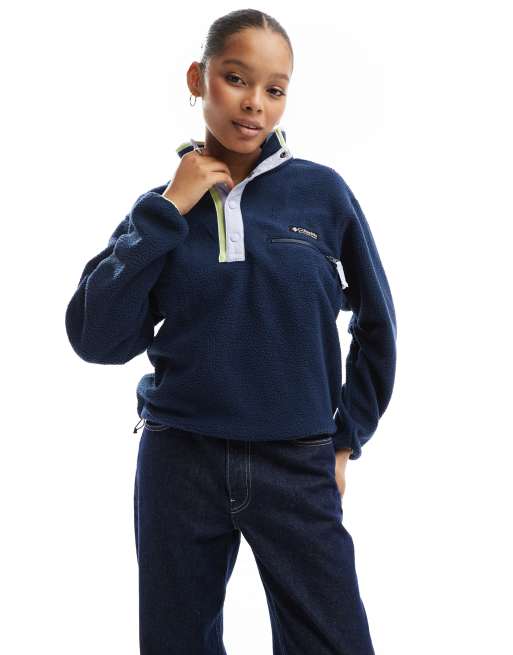 Columbia Helvetia II cropped half snap fleece in collegiate navy