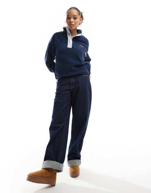 Columbia Helvetia II cropped half snap fleece in collegiate navy