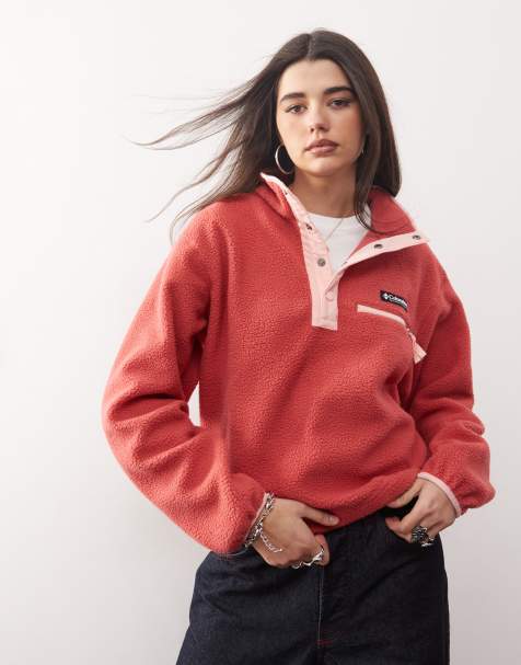 Columbia Helvetia II cropped half snap fleece in dare devil, pink sand - view 1