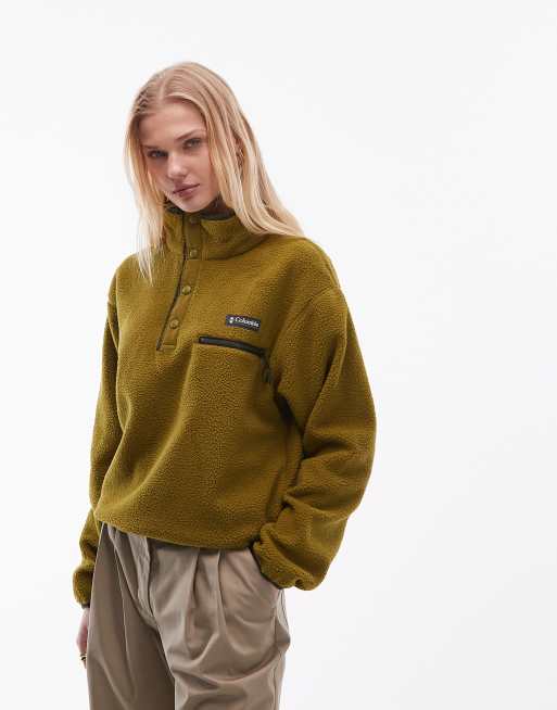 Columbia Helvetia II cropped half snap fleece in green, 3 of 4