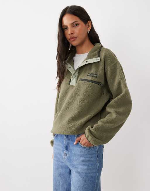 Columbia Helvetia II cropped half snap fleece in green, 3 of 4