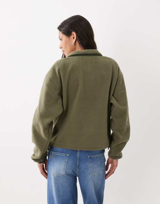 Columbia Helvetia II cropped half snap fleece in green, 4 of 4