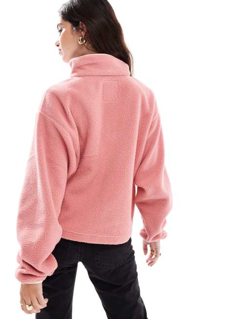 Columbia Helvetia II cropped half snap fleece in pink agave red, 3 of 4