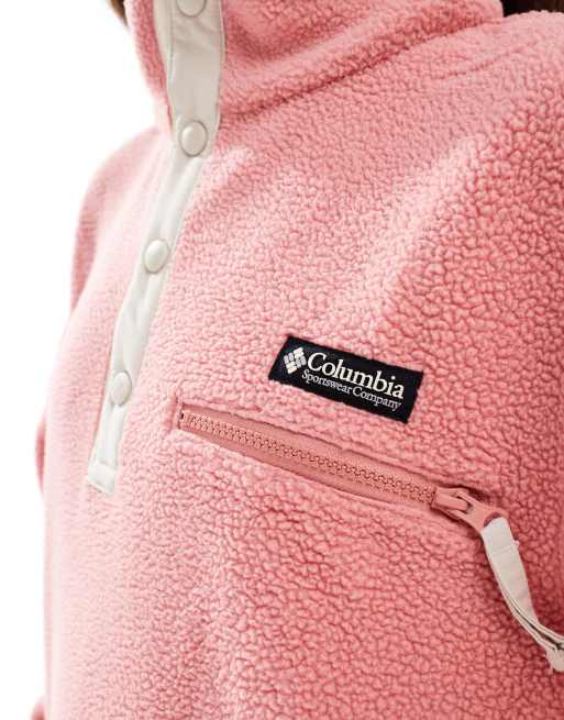Columbia Helvetia II cropped half snap fleece in pink agave red, 4 of 4