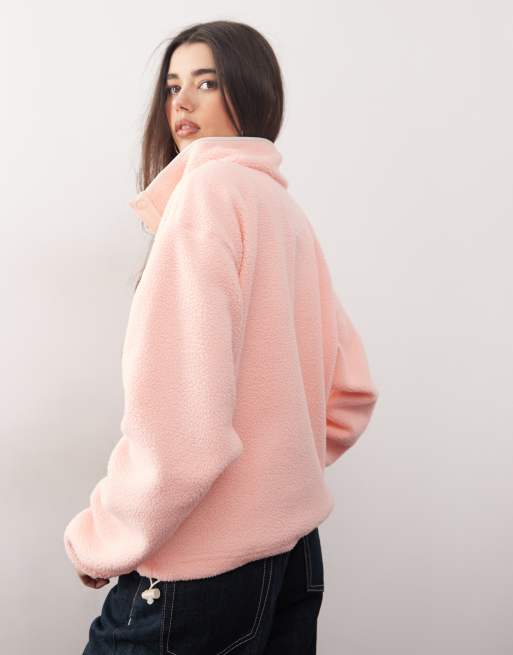 Columbia Helvetia II cropped half snap fleece in pink sand, chalk