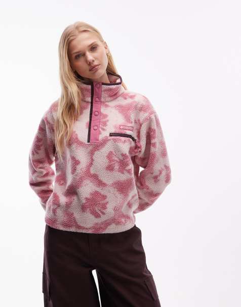 Columbia – Helvetia II – Cropped-Pullover aus Fleece in Rosa mit kurzer Druckknopfleiste - view 1