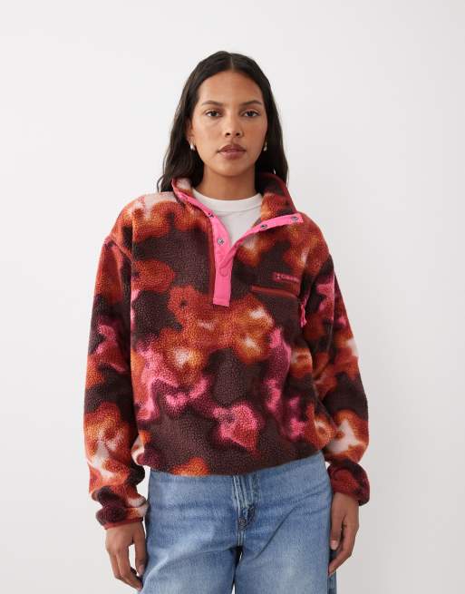 Columbia Helvetia II Dyeflower cropped half snap fleece in pink multi, 3 of 4