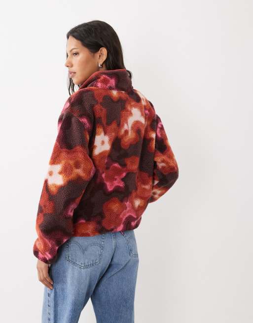 Columbia Helvetia II Dyeflower cropped half snap fleece in pink multi, 4 of 4