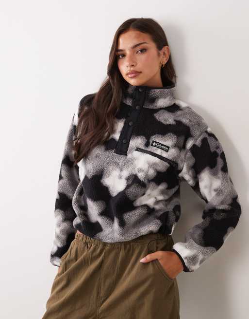 Columbia Helvetia II felpa cropped con mezza chiusura a pressione Dyeflower nera multicolore, 3 di 4