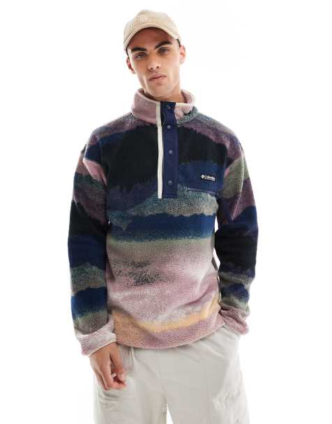 Columbia - Helvetia II - Fleece met drukknopen en dolomieten-print in blauw - view 1