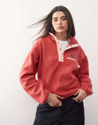 Columbia - Helvetia II - Fleece-Oberteil in Dare Devil, Sandrosa mit Cropped-Länge und kurzer Druckknopfleiste