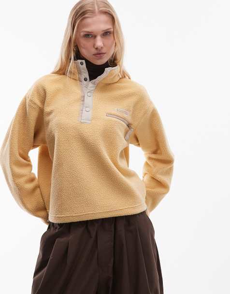 Columbia – Helvetia II – Gemusterter Fleece-Pullover in Gelb mit kurzer Druckknopfleiste - view 1