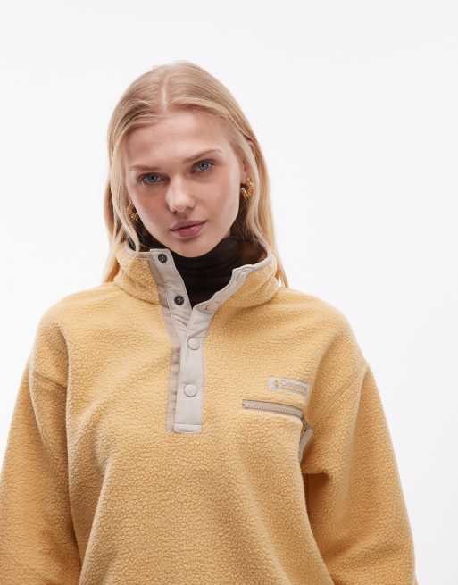 Columbia – Helvetia II – Gemusterter Fleece-Pullover in Gelb mit kurzer Druckknopfleiste, 3 von 4