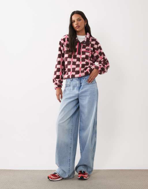 Columbia Helvetia II Geostack cropped half snap fleece in roze, 2 van 4