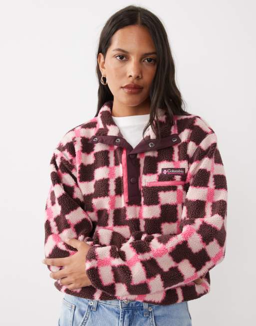 Columbia Helvetia II Geostack cropped half snap fleece in roze, 3 van 4