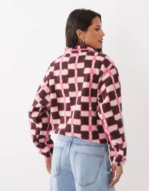 Columbia Helvetia II Geostack cropped half snap fleece in roze, 4 van 4