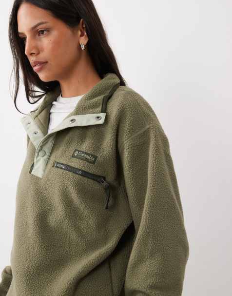 Columbia - Helvetia II - Grøn cropped fleece-trøje med halv trykknapstolpe - view 1