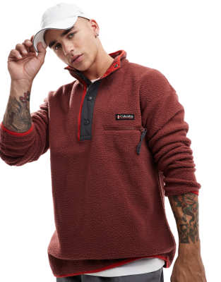 Helvetia II half snap fleece in burgundy-Red