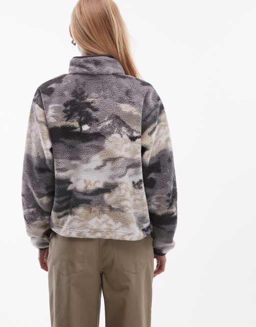 Columbia – Helvetia II – Kürzerer Fleece-Pullover in Grau-Bunt mit kurzer Druckknopfleiste, 3 von 4