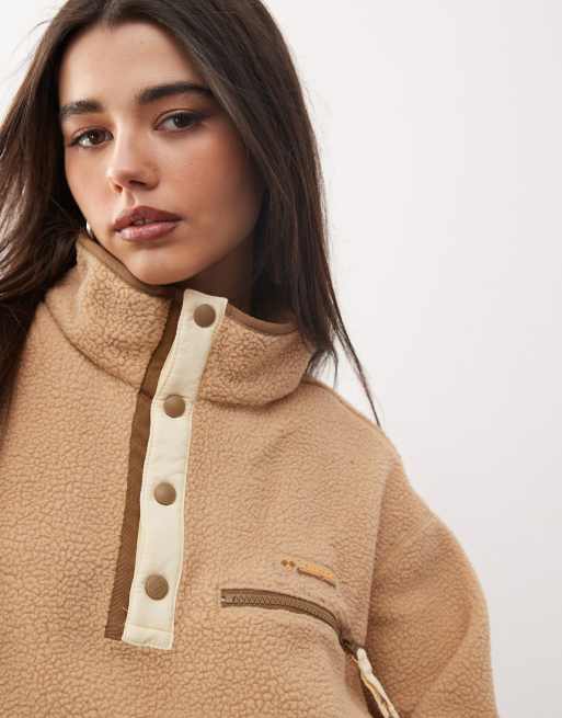 Columbia Helvetia II cropped half snap fleece in beige 