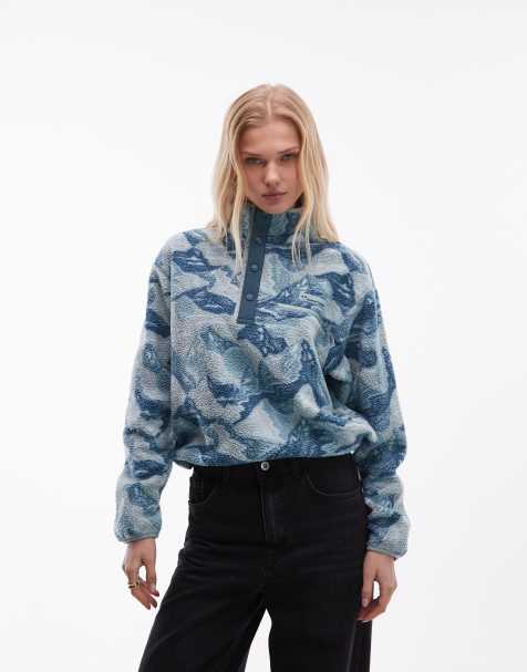 Columbia Helvetia II printed cropped half snap fleece in blue multi - view 1