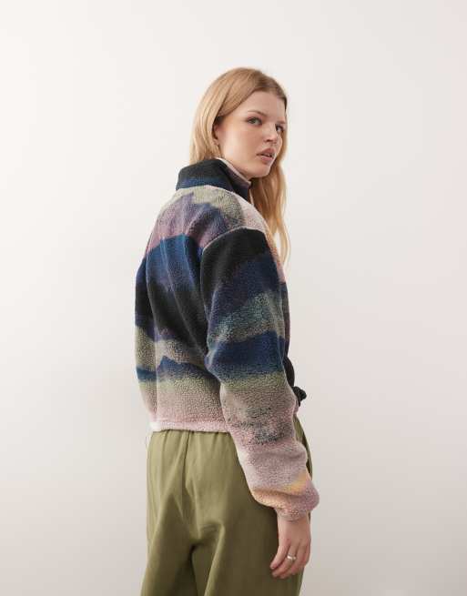 Columbia Helvetia II printed cropped half snap fleece in collegiate navy dolomites, 3 of 4