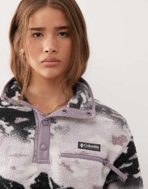 Columbia Helvetia II printed cropped half snap fleece in purple, 3 of 4