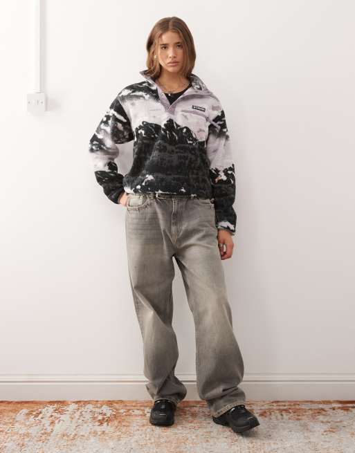 Columbia Helvetia II printed cropped half snap fleece in purple, 4 of 4