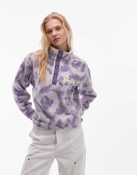 Columbia Helvetia II printed cropped half snap fleece in purple - view 1