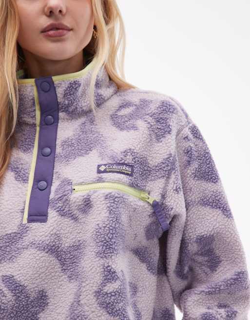 Columbia Helvetia II printed cropped half snap fleece in purple, 3 of 4