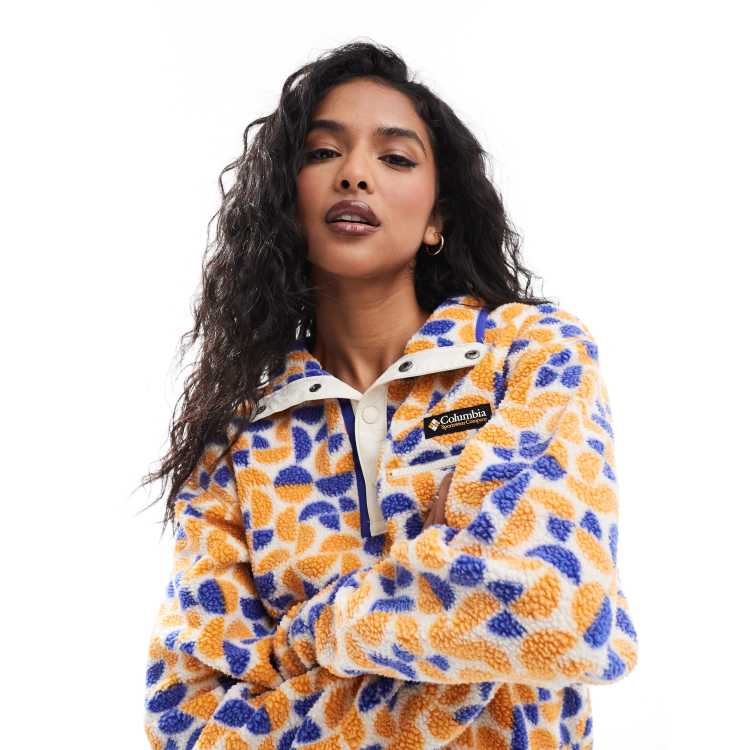 Columbia Helvetia II printed cropped half snap fleece in sunstone