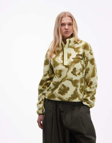 Columbia Helvetia II printed cropped half snap fleece in yellow - view 1