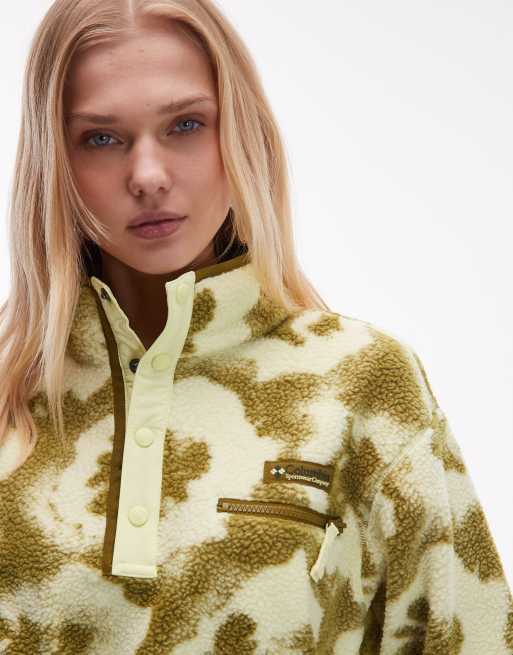 Columbia Helvetia II printed cropped half snap fleece in yellow, 4 of 4