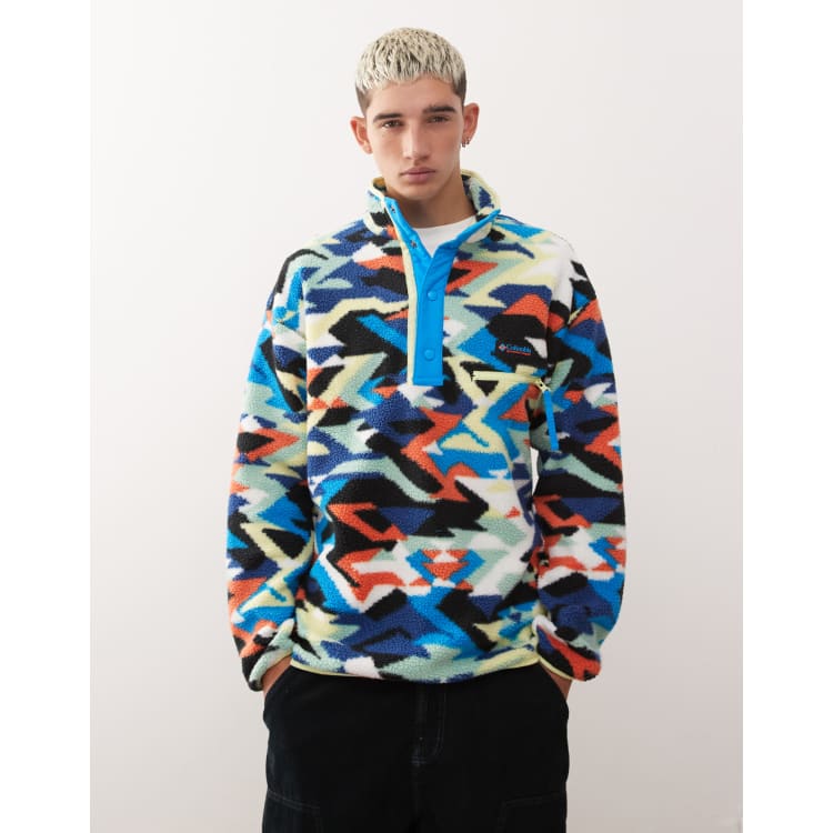 Columbia Helvetia II printed half snap fleece in blue | ASOS