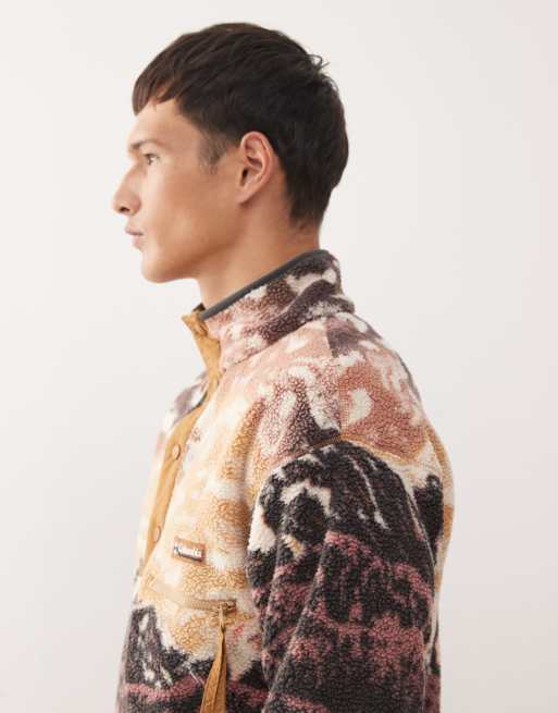 Columbia Helvetia II printed half snap fleece in brown, 4 of 5
