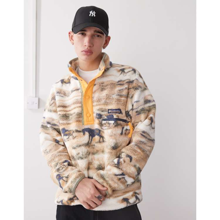 Columbia Helvetia II Printed half snap fleece in yellow ASOS