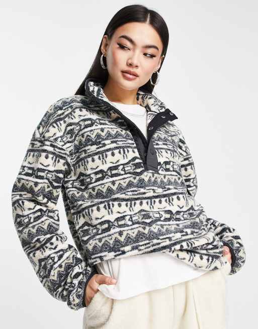 Columbia - Helvetia - Polaire à demi-patte de boutonnage et imprimé style années 80 - Taupe