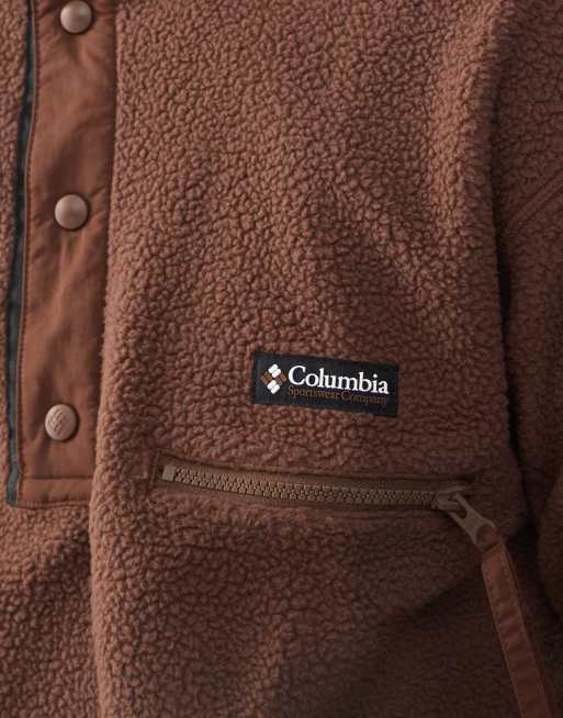 Columbia – Helvetia – Tobaksbrun fleecetröja med tryckknappar i kragen, 5 av 5