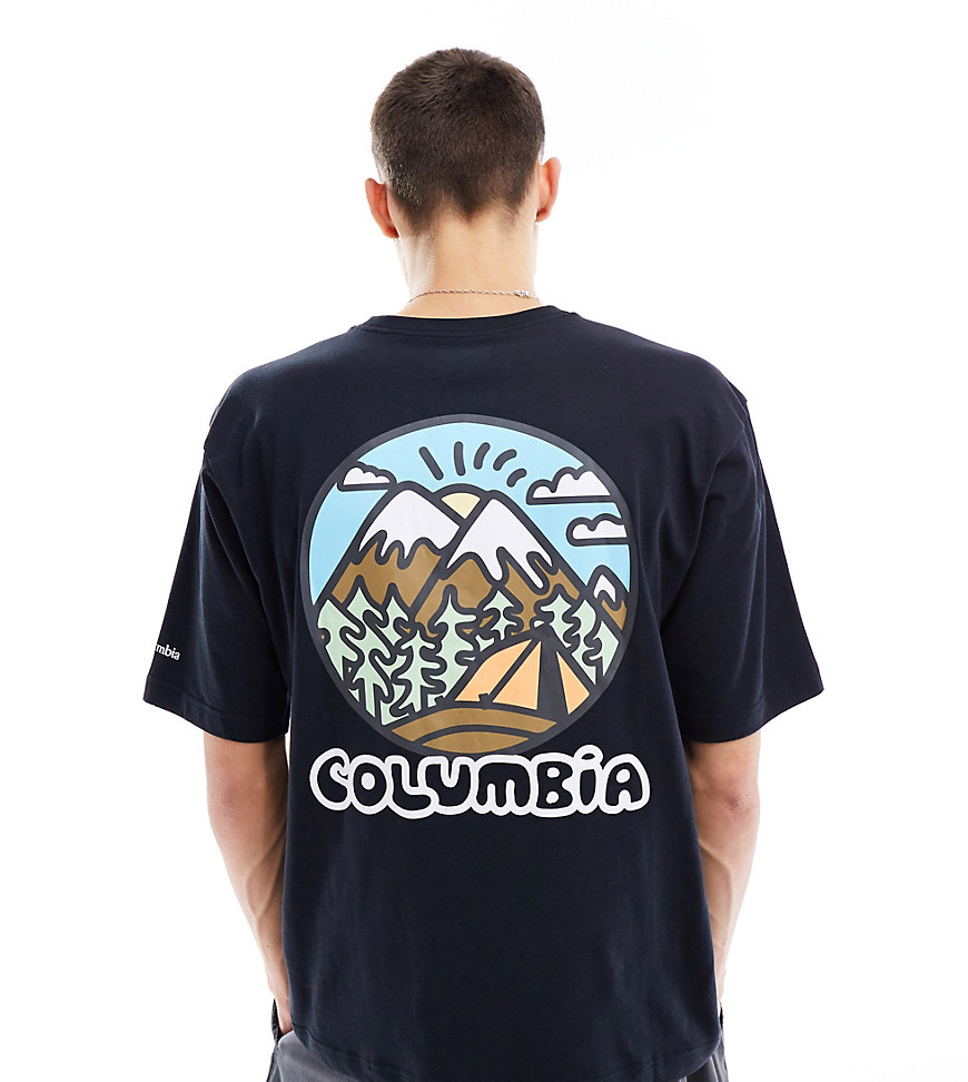 Columbia Hike Happiness II back print t-shirt in black Exclusive at ASOS