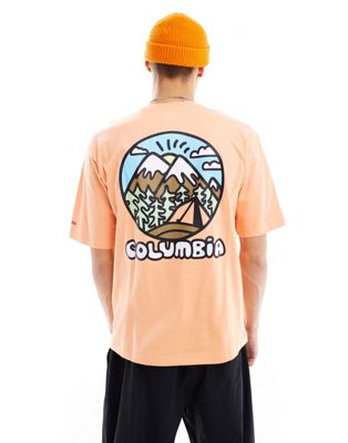 Columbia Hike Happiness II back print t-shirt in orange Exclusive at ASOS