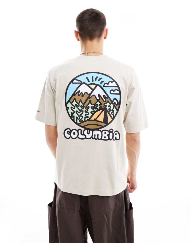 Columbia - hike happiness ii back print t-shirt in stone exclusive at asos