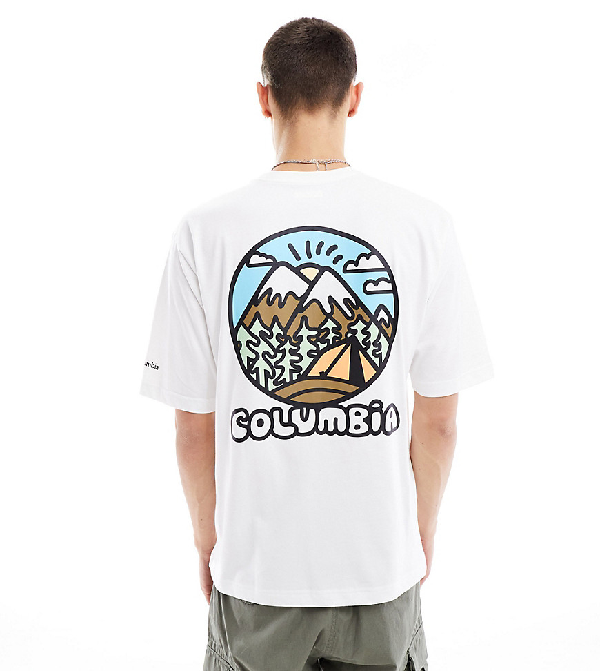Columbia Hike Happiness II back print t-shirt in white Exclusive at ASOS