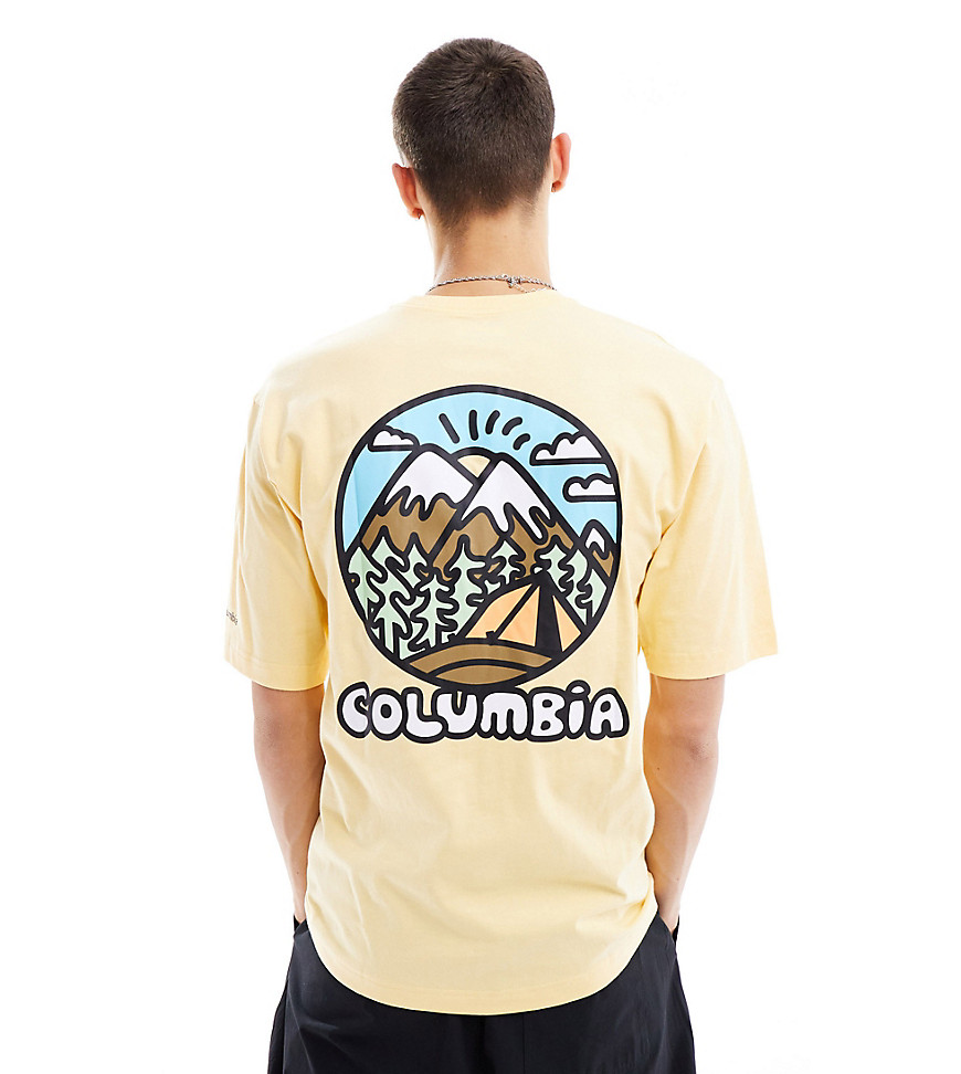 Columbia Hike Happiness II back print t-shirt in yellow Exclusive at ASOS