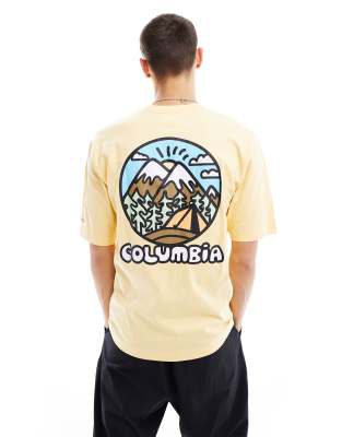  Columbia Hike Happiness II back print t-shirt in yellow Exclusive at ASOS